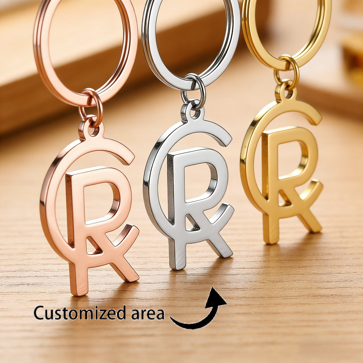 TEMU Custom Initial Keychain, Stainless Steel Hollow Monogram Key Ring, Personalized Initial Pendant, Couple's Keychain, Suitable For Bags And Car
