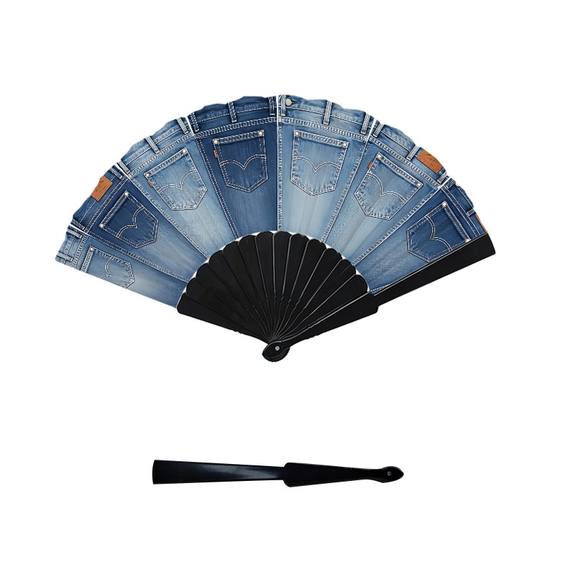 TEMU 2d Flat, 1-pack 2d Single-sided Printed Handheld Fan, Plastic Ribs With , Portable Cooling Accessory, Suitable For Hiking, Camping, Fishing,