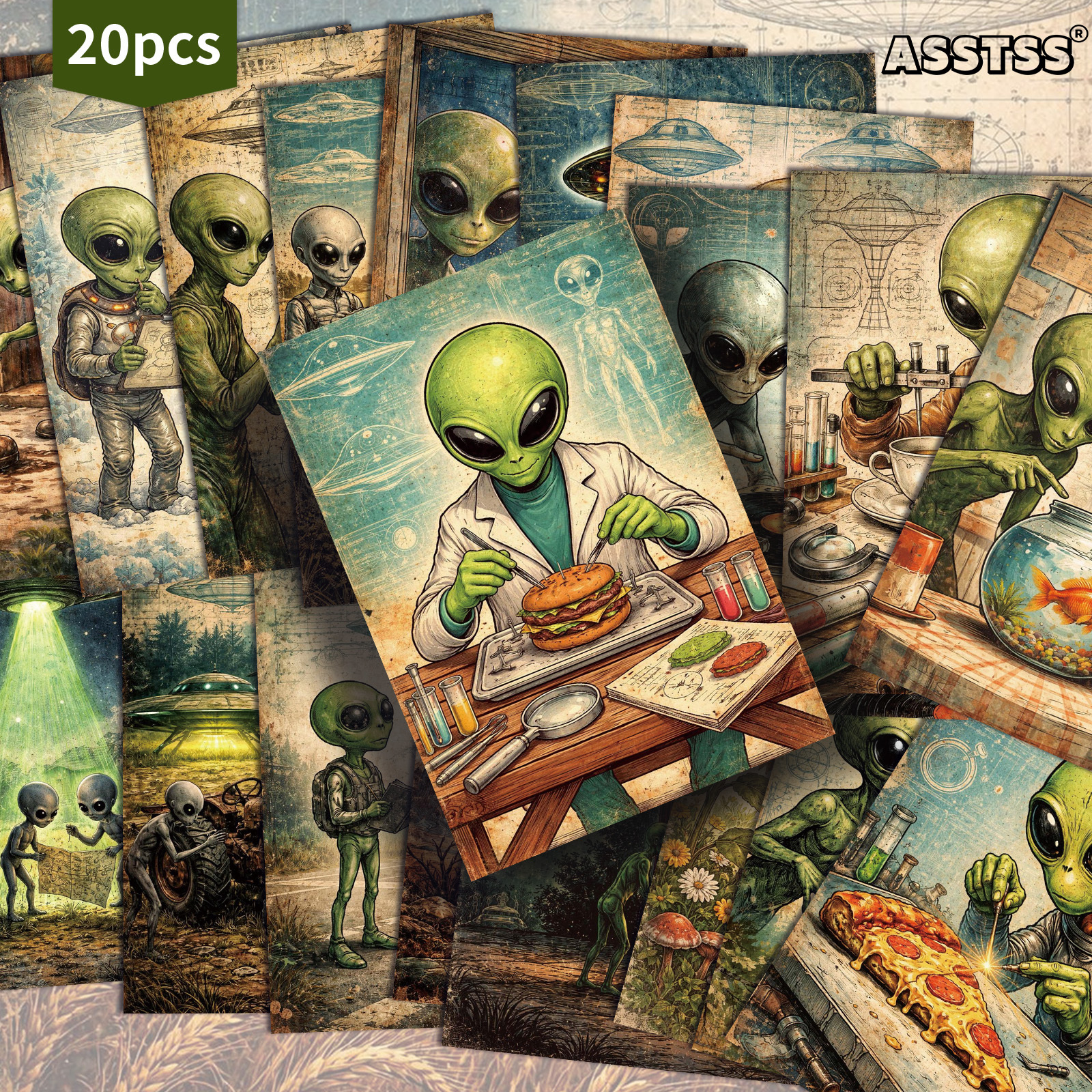 TEMU Lot de 20 cartes postales ASSTSS vintage sur - 4x6 pouces, fournitures rétro pour journal de récupération, illustrations classiques, cartes de