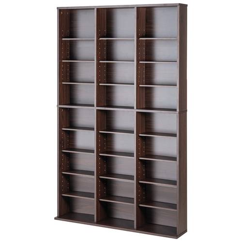 Capacity Media Storage Cabinet Suitable for DVD & CD Organization, 27-Shelf Adjustable Compartments Holds 756 CDs/DVDs, Espresso Bookshelf for Theater, Game Room, Music Collections with Adjustable Shelves (No)