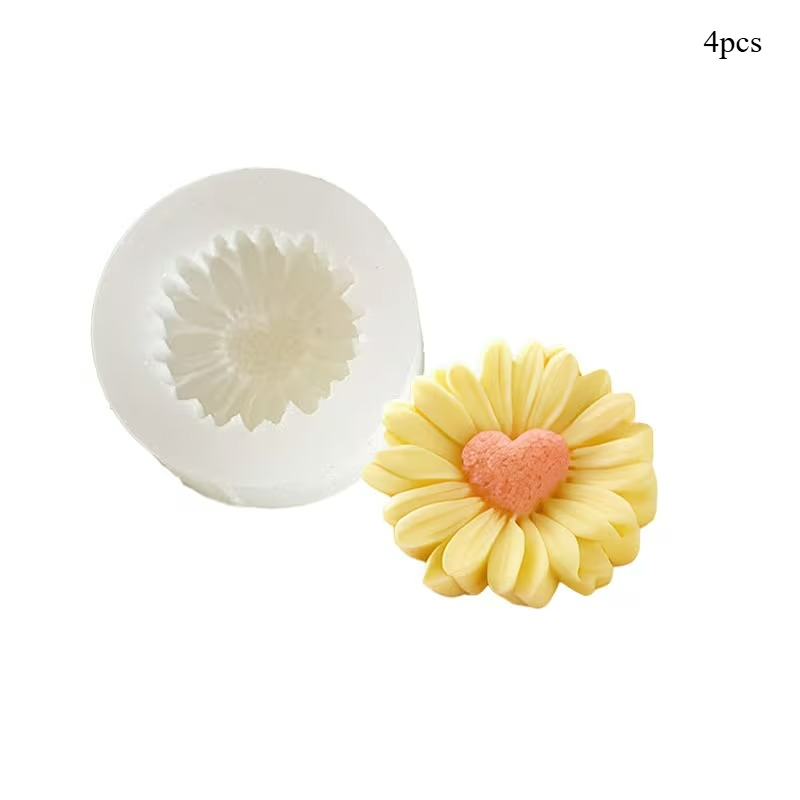 TEMU 4pcs 3d Daisy Silicone Molds, Easy Demolding Decoration/ Candle/soap Mold/decorative Ornaments Tool