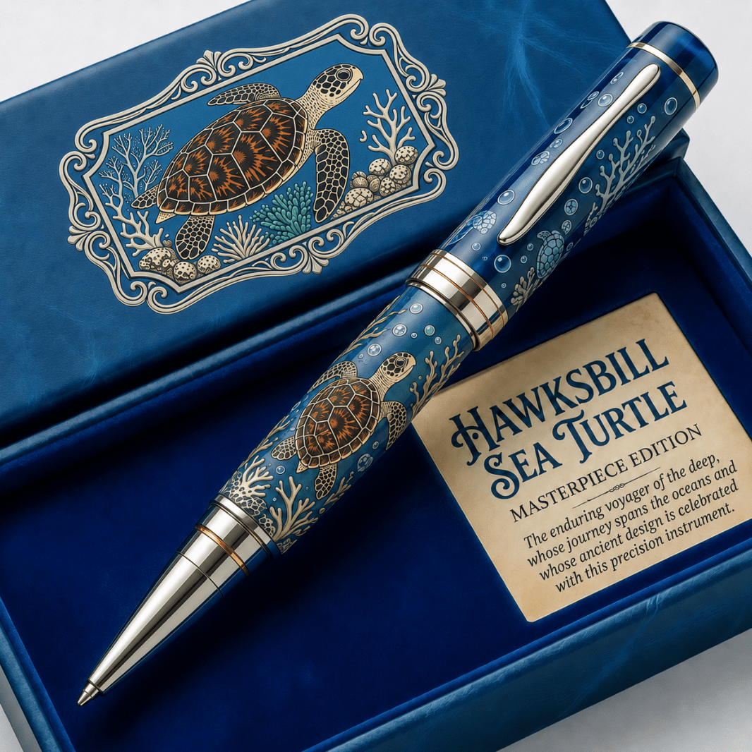 TEMU 2d Flat Sea Turtle Ocean Themed Ballpoint Pen, Exquisite Turtle Coral Print Metal Pen, Smooth Ink Writing, Stationery For Office & Study,