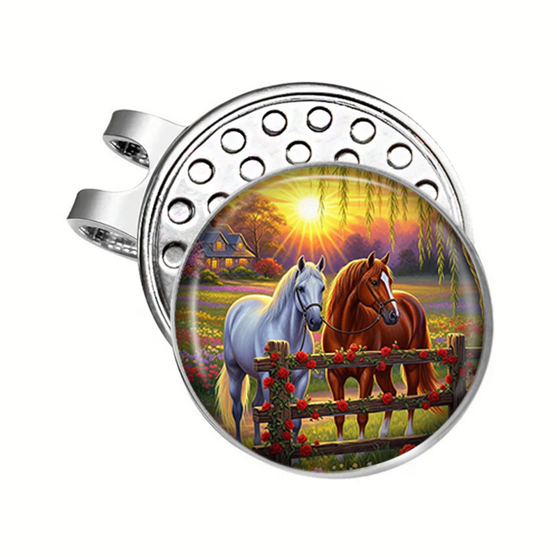 TEMU Horses In The Garden Magnetic Hat Clip Ball Marker Hat Accessory For Golfers