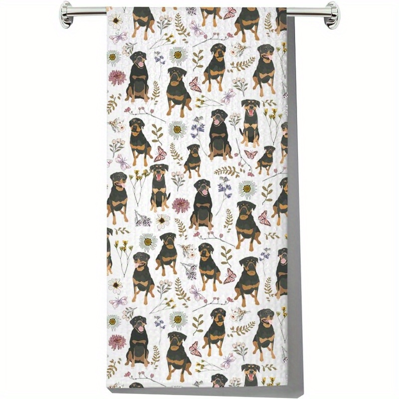 TEMU 1pc Rottweiler Dog Kitchen Towel Suitable For Rottweiler Lovers - Cute Rottie Dish Cloth, Reusable Towels For Dog Mom Gifts, Kitchen Decorations