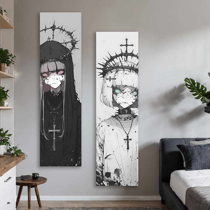 Gobelin ścienny gotycka dziewczyna anime turkusowe oczy art dekor_voghion.com