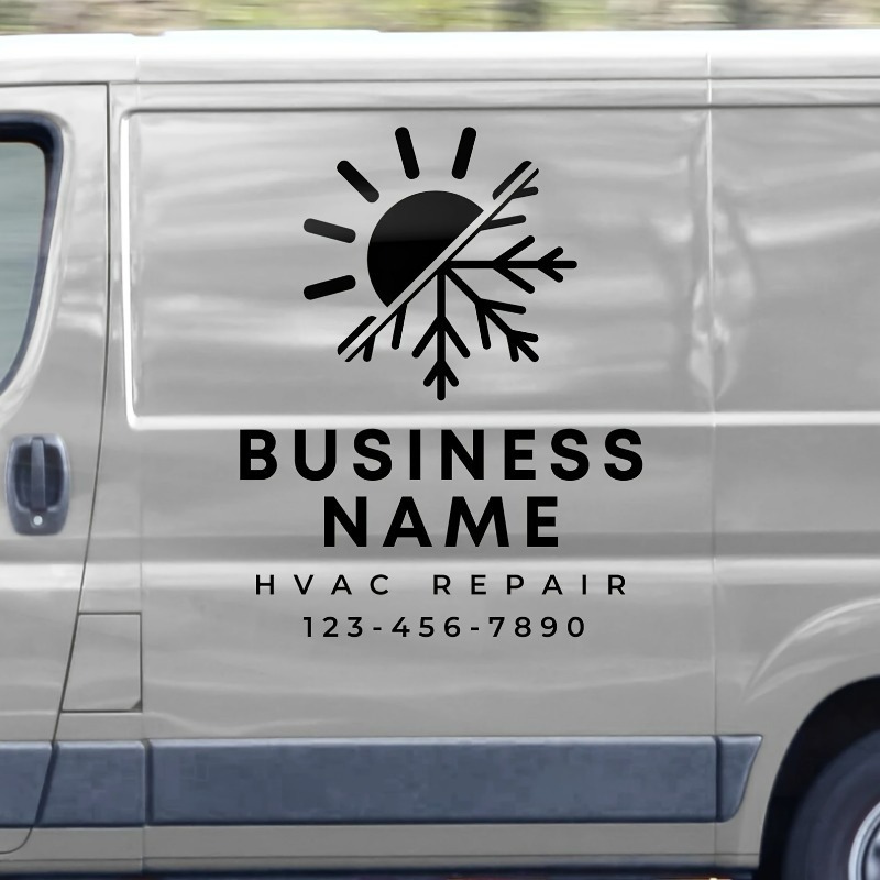 TEMU Custom Commercial Decal - Personalized Company Name, Contact , And Snowflake Design - Self-adhesive Vinyl Sticker For Trucks, , Cars -