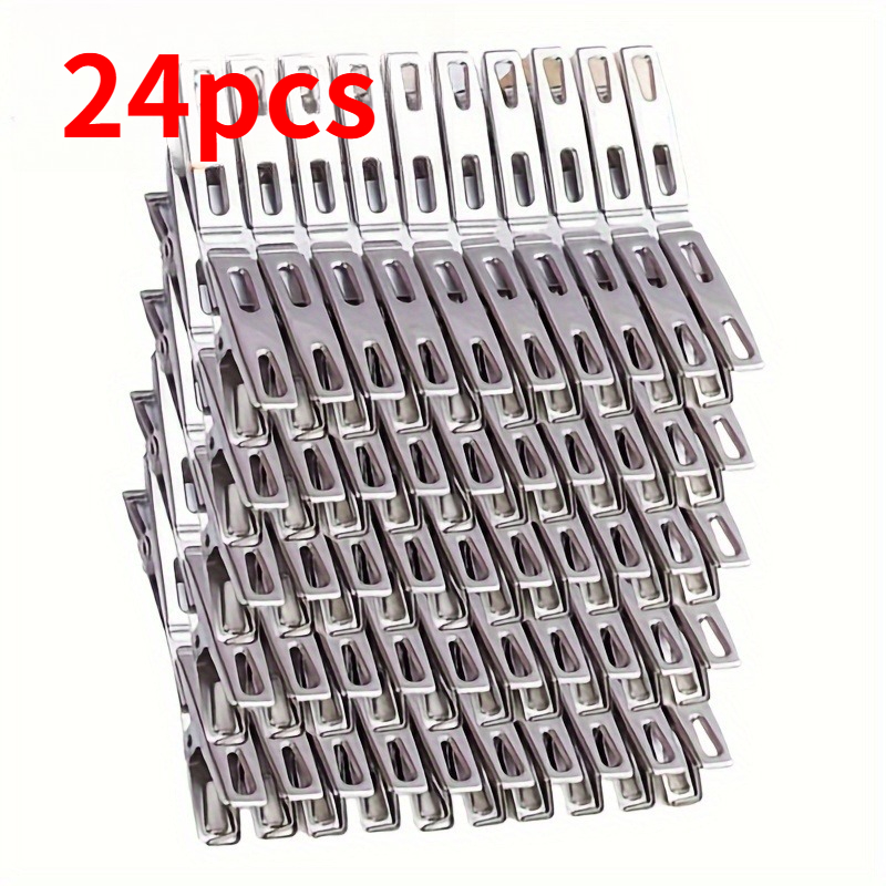 TEMU 24pcs Heavy-duty Stainless Steel Clothespins - Anti-slip Drying Clips/ Rust-resistant Indoor Outdoor Use - Laundry Plant Handmade // Durable