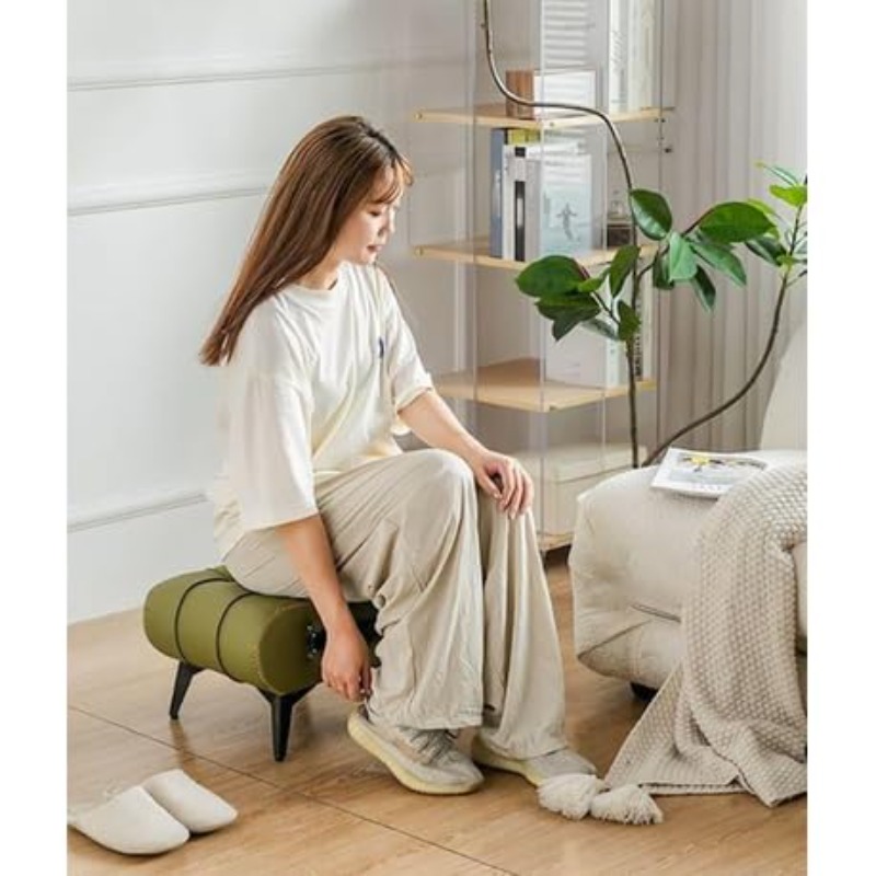 Decor Retro Scratch-Resistant Leather Ottoman Stool - 40cm Green