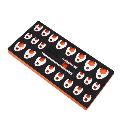 3 8 drive crow wrench set with 2 extension bars 24 piece wrench set sae 3 8 1 and metric 10 22 mm cr crow wrench set with eva tool organizer
