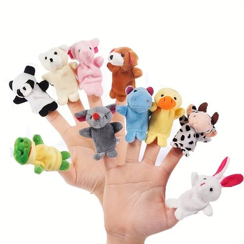 finger plush puppet soft plush cute animal educational toy suitable for parent child interaction a holiday gift for boys and girls random style