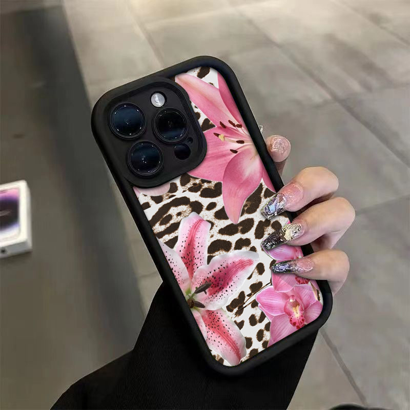 An Elegant Pink Leopard Print Design, Suitable for The TPU Phone Case for Iphone 15 Pro Max, Compatible with Iphone 14/ 13 Pro/ 12/ 11/ 7/ 24 Pro/ X/ Xr/ Xs Max, Featuring a High-Aesthetic Silicone Full-Body Protective