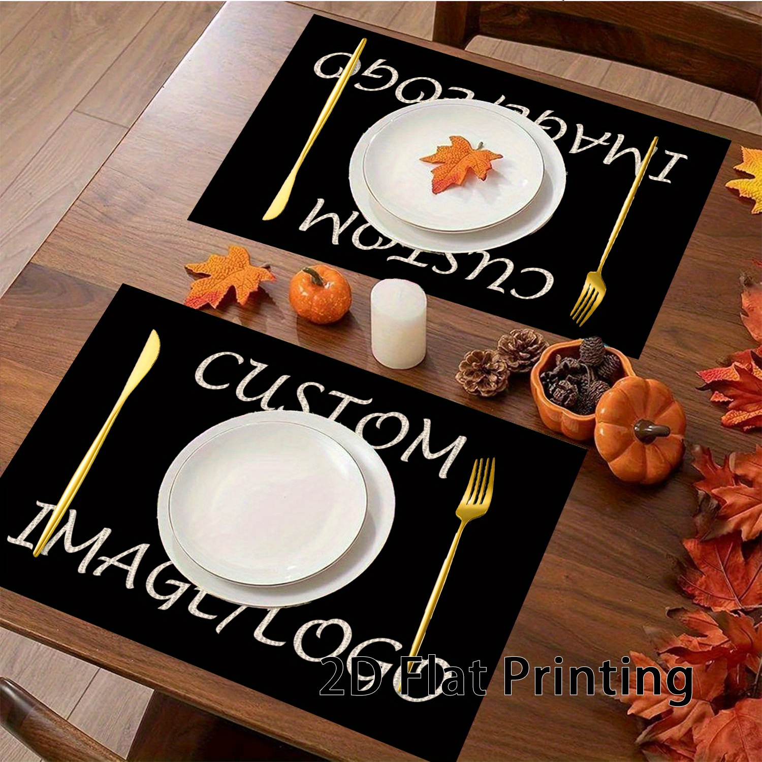 TEMU 1/4/6pcs Halloween And Christmas Custom Photo/logo Placemats, Home Decor Christmas, 30*45cm Size, Personalized Custom Placemats For Holiday