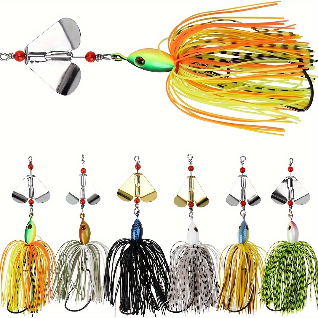 TEMU 6pcs Rotating Fishing Lure Set, Suitable For Freshwater And Saltwater Fishing, Includes Multiple Colors Of Bass, Salmon, And Trout Metal Rotating Lures, Suitable For Bass And Trout Fishing.