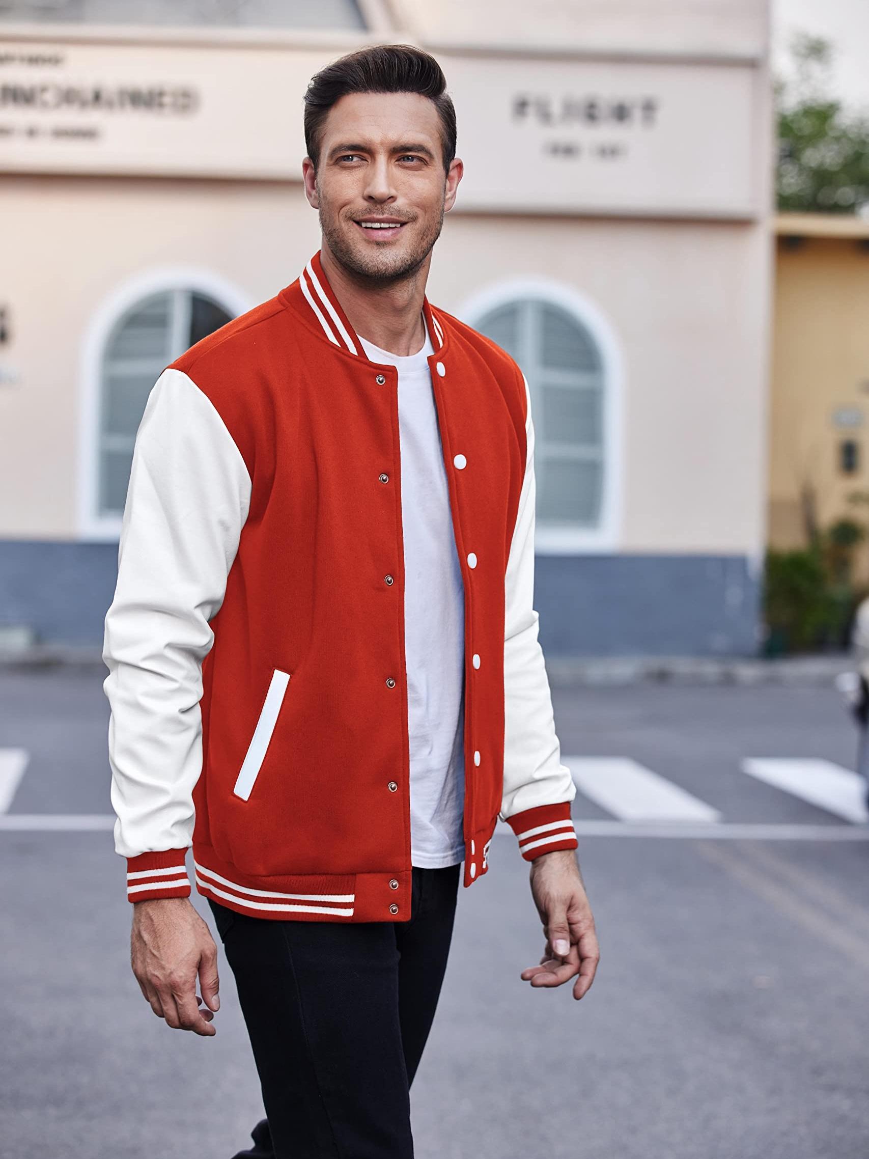 Casual Outfit Red Jacket Fashion Red Anorak Mens Long Red Jacket