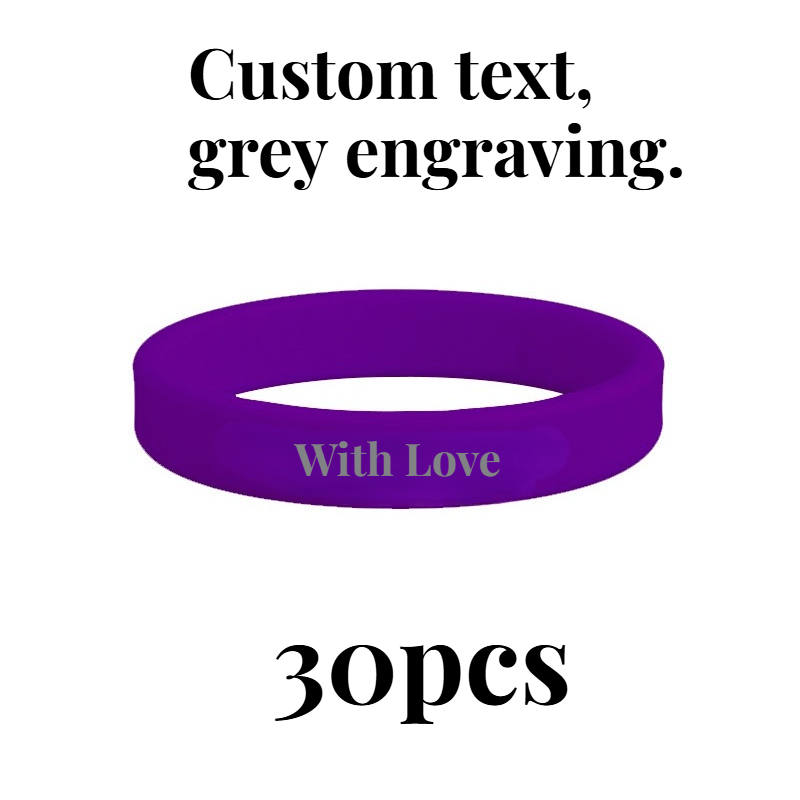 30pcs Custom Silicone Wristbands, Personalised Gift