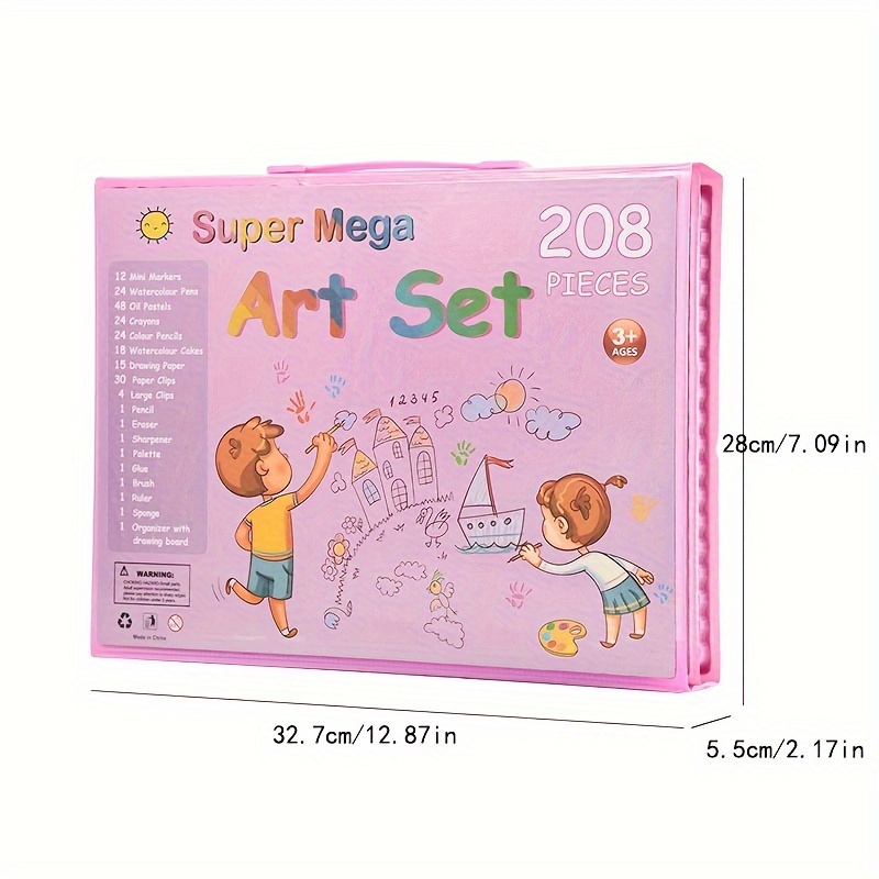 208 pièces de crayons aquarelle, crayons de cire, peinture au plomb, pliable avec chevalet, ensemble de peinture , stylos et de couleur pour enfants. détails 4