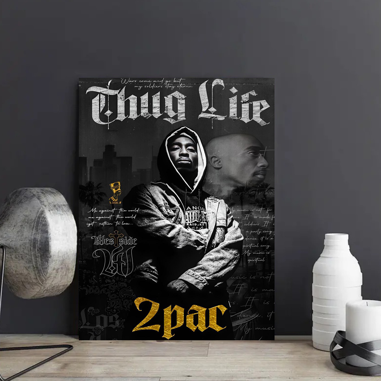 

1pc Vintage Movie-inspired Canvas Art Poster, 12x18 Inches - "thug Life" With Black & White Photo, Ideal Gift For Bedroom, Living Room, Hallway - Stylish Wall Decor, Poster Wall Art, 2d, Room Decor