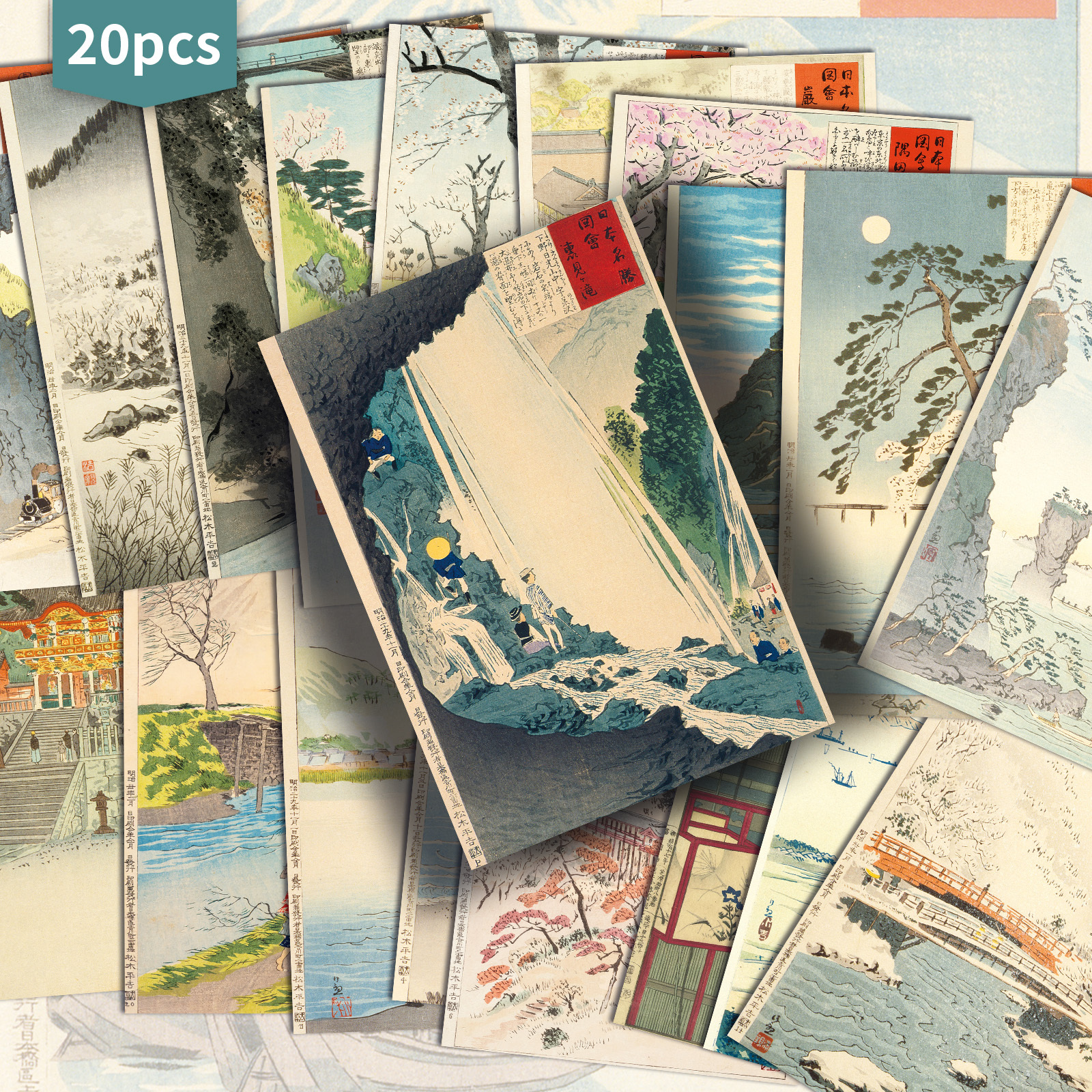 TEMU 20-pack Vintage Postcards - Traditional Scenic Landscapes, Cherry Blossoms, , , Tokyo - Retro Art Prints With Vintage Text - 4x6 Inches For