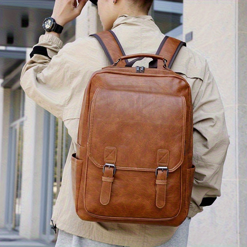 *'s Synthetic Leather Backpack Large Capacity Multi-Compart*t Laptop Bag  for Business, Office Commuting, Durable Travel Backpack with Padded S