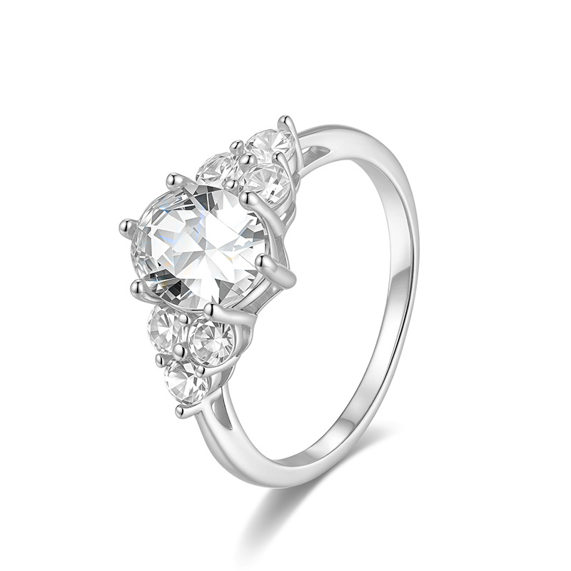 Bling S925 Silver Oval Moissanite Statement Ring, Size 5-9