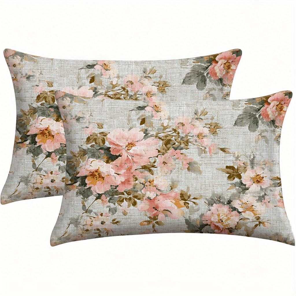TEMU 2pcs- Floral-printed Polyester Pillowcase For Decor (pillow Core Not Included) Holiday Decoration Home Decor Sofa Pillow Cover, Modern Sofa