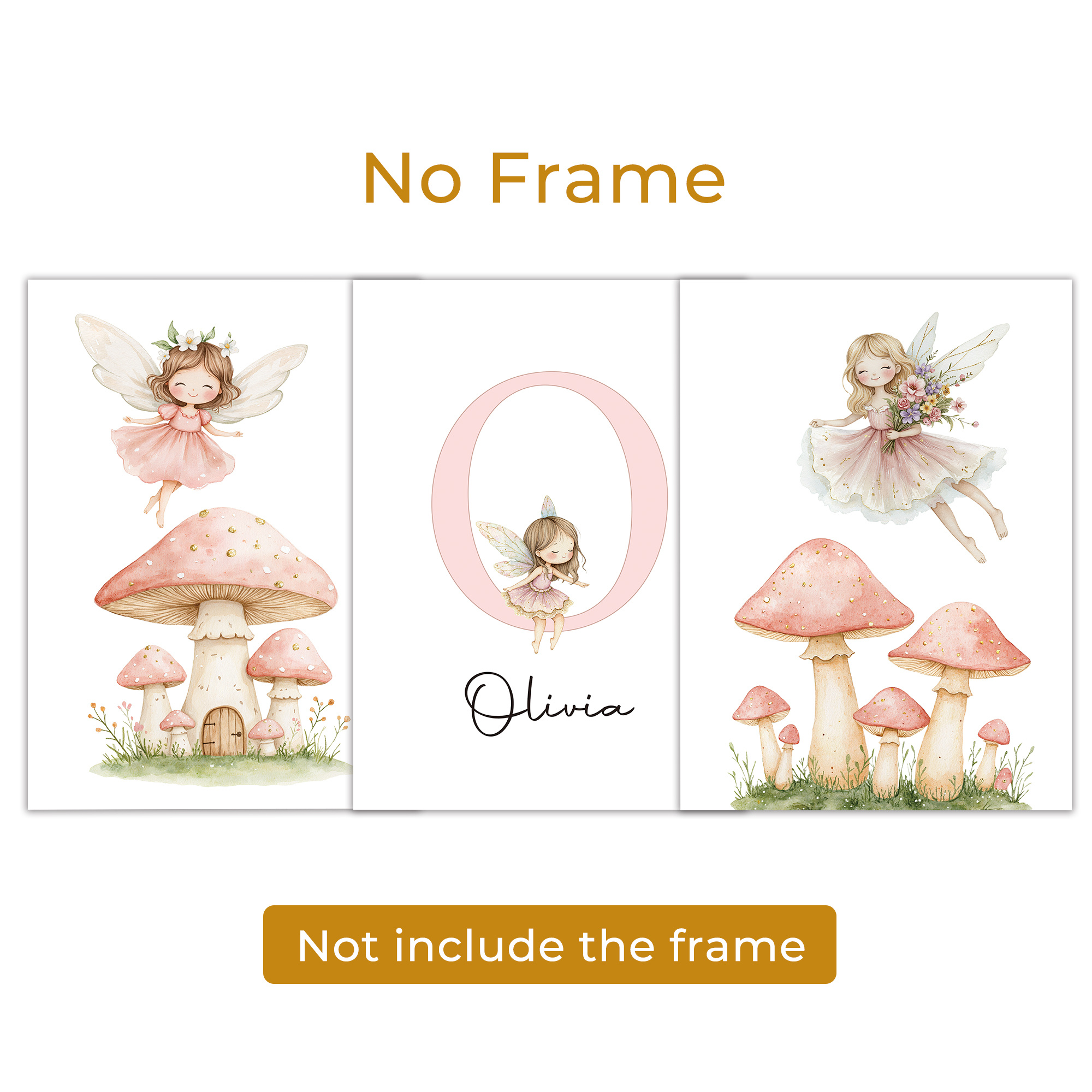 TEMU 2d Flat, 3pcs Personalized Cartoon Custom Name Canvas Posters And Murals, Theme, Educational Walls, Living Room, Bedroom, Home Decor In Pink And