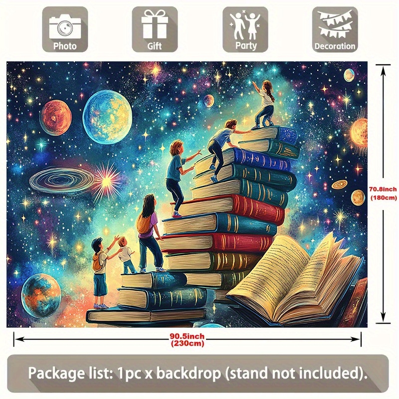 TEMU 2d Flat - 2d Flat - A Single 2d Flat Banner Featuring A Design Of Climbing Books Symbolizing , Suitable For Background Decoration And Photo