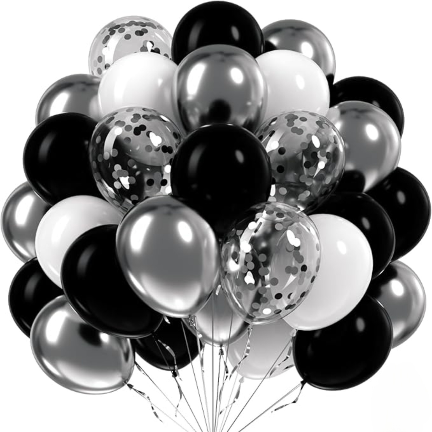 60-teiliges 10/12 zoll latex- - -set in  , silber für geburtstags-, hochzeits-, jahrestags-, abschlussfeier-dekorationen