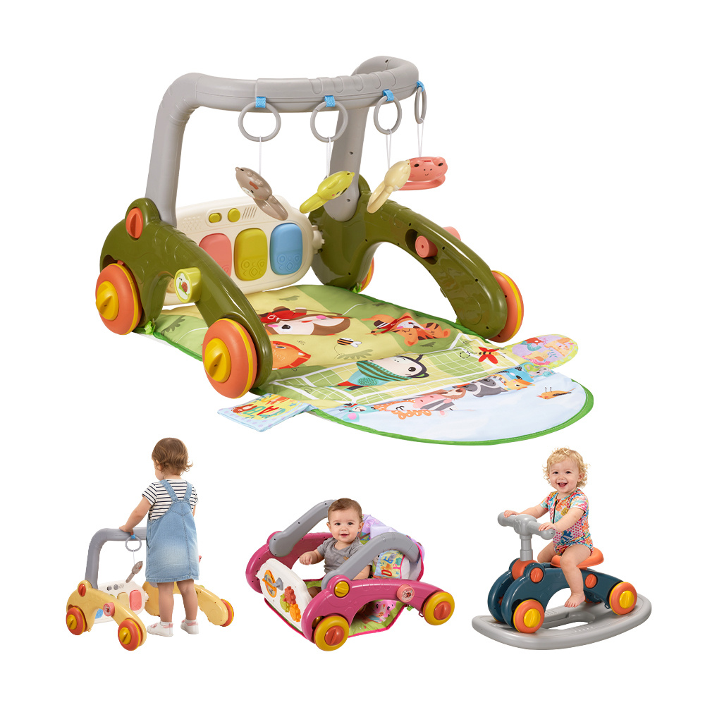 7-in-1 Baby Play Mat, Kick And Play Piano Gym with Portable Musical Toy, Adorable Animal-Themed Baby Play Gym, Tummy Time Mat Promote Motor Skills & Sensory Development Mat for Newborn Baby, Green, Blue, Pink, Yellow, Baby Play Mat Activity Center - Image 2