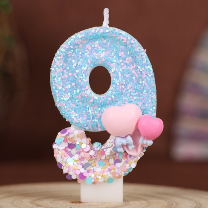 Image of 3d Glittery Number 12 Cake Candle - & Design, Short , No Electricity Needed, Perfect For Birthday Celebrations & Anniversary Decorations, Indoor Use, Birthday Candles