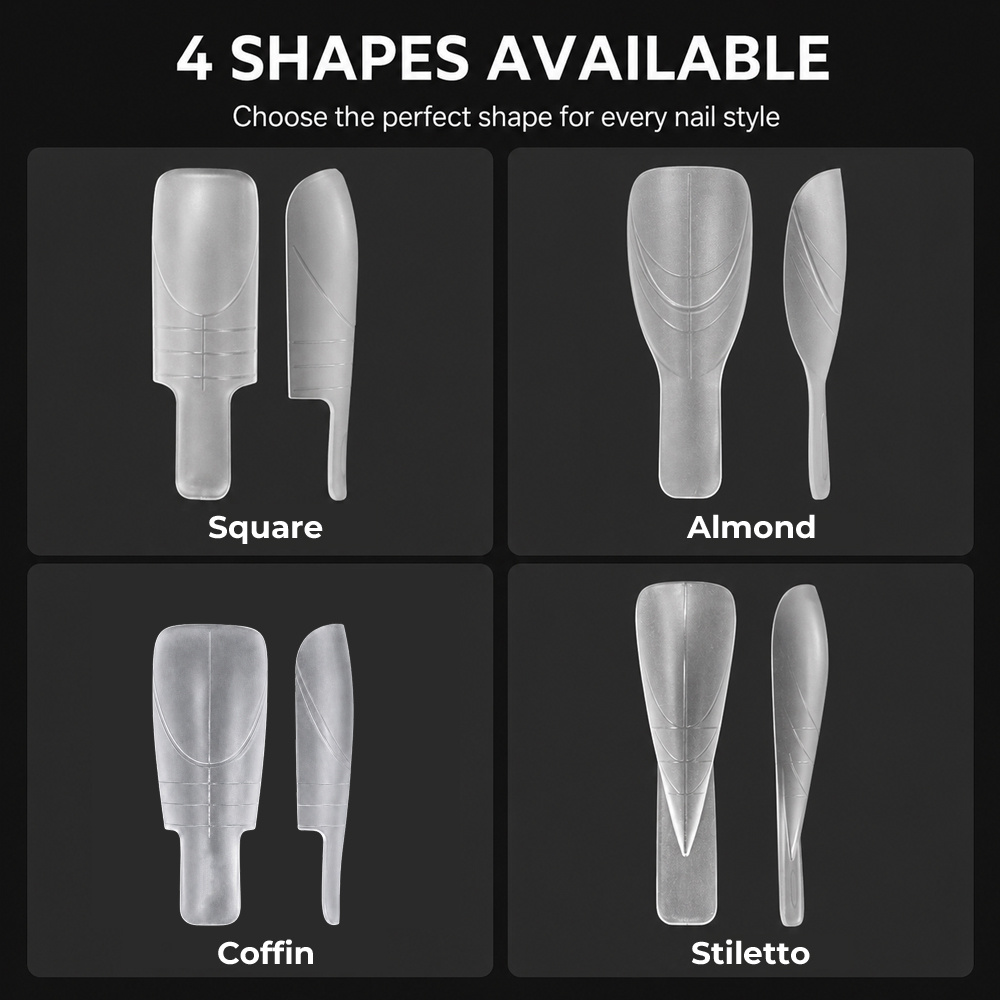 150pcs Matte Square Seamless Extension Nail Forms with Handle