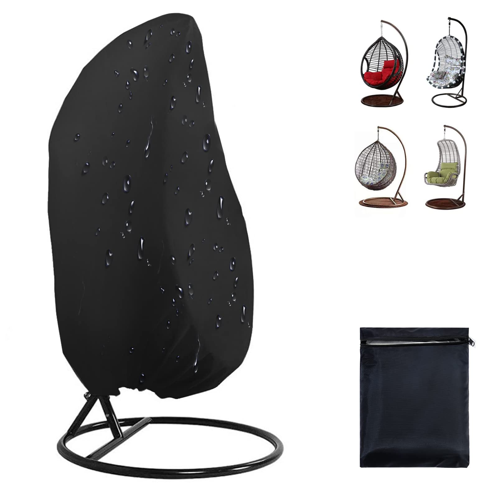 TEMU 2 Pack 800d Egg Chair Cover With Zipper, Outdoor Wicker Egg Chair Cover Heavy Outdoor Egg Chair , Hanging Chair Cover, Zipper Single Swing Egg