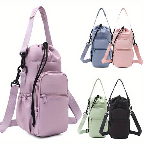 multi purpose water bottle backpack handheld phone holder and organizer with adjustable straps lightweight for hiking everyday use ideal gift for compact durable nylon and drawstring closure