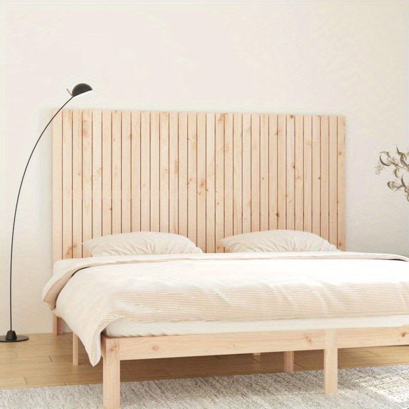Image of Solid Pine Wood Wall Headboard 80"x7.87"x43.31" - Contemporary , Natural , For Modern Bedroom Decor, Bedroom Furniture | | Sturdy Construction, Bedroom Wall Decor