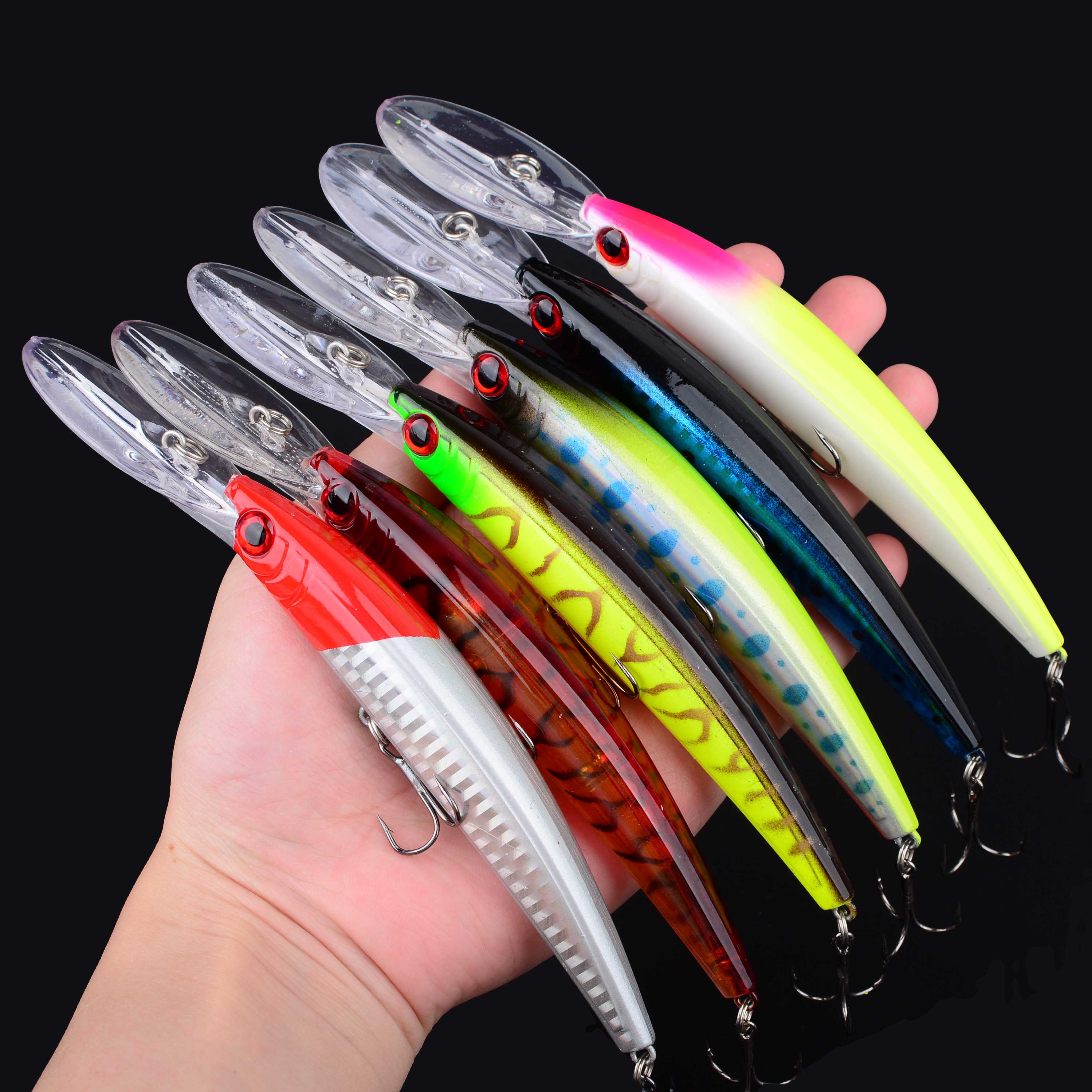 E-shop 6 Stück Große Minnow Deep Diver Angelwobbler mit 2 Dreizackhaken Künstliches Hartköder Angelzubehör