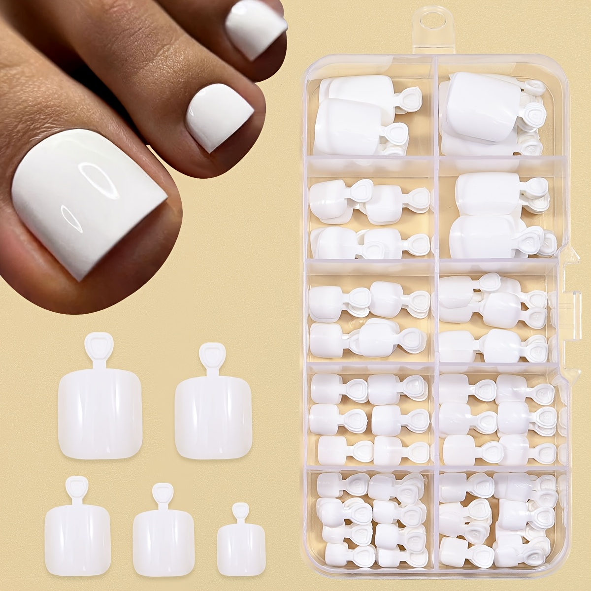 72pcs Set Of Toenail Press-ons For Short Fake Toenails