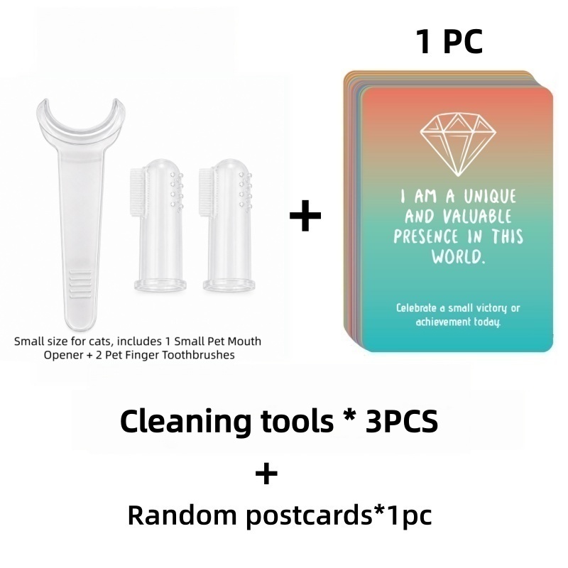 TEMU Set de soins bucco-dentaires pour animaux de compagnie 3 pièces + 1 aléatoire, outils de soins dentaires pour chat et chien, fournitures de