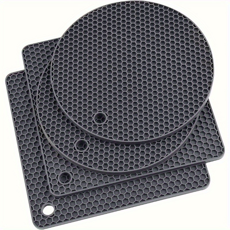 

4pcs Silicone Trivet Mats - Non-slip, Heat & Stain Resistant Pot Holders, Multipurpose Kitchen Hot Pads For Pots, Pans, Rubber Jar & Coasters