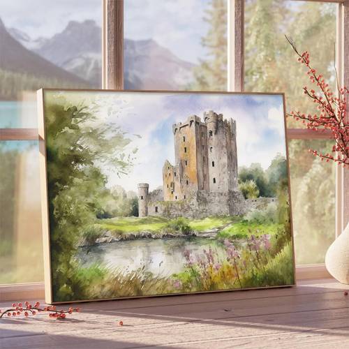 2d flat posters prints 1pc ballybunra castle ireland landscape county cork lake wall art print poster ideal gift for bedroom office bathroom home wall decor unframed