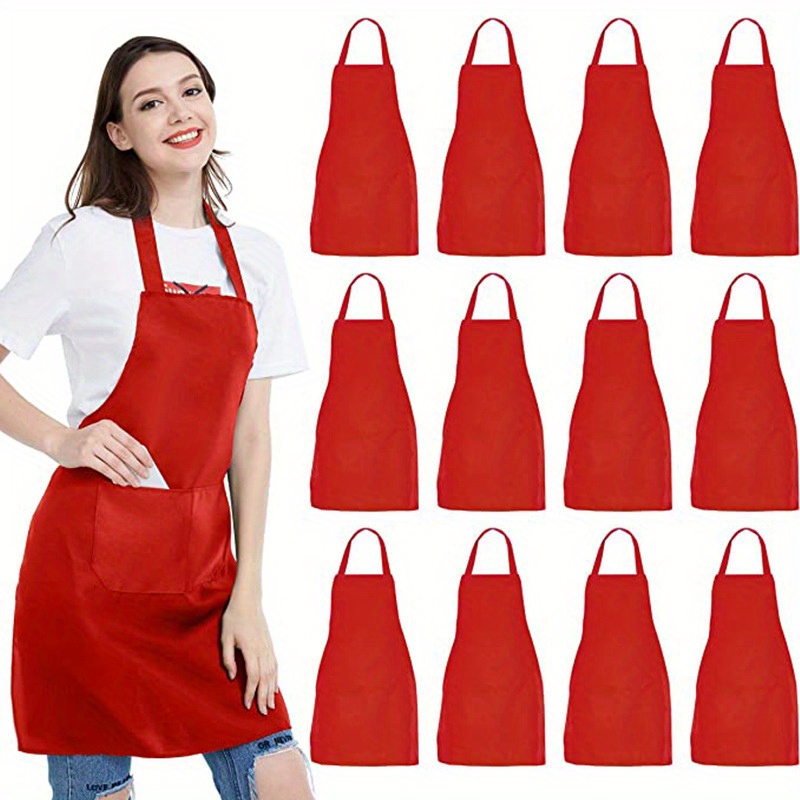 TEMU 12pcs Custom Logo Sleeveless Neck Strap Aprons - Durable Polyester Work Aprons For Hair Salons, Florists, Pet & Home Kitchen Use - Ideal For