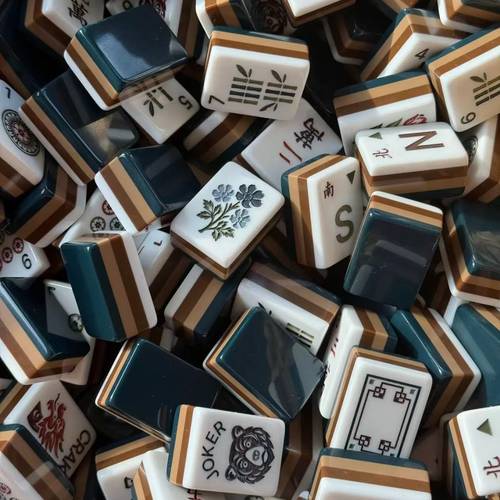 item picture mahjong set 2026 may new arrival dark blue 4 layer acrylic 160pcs portable leisure family board game complete gift set