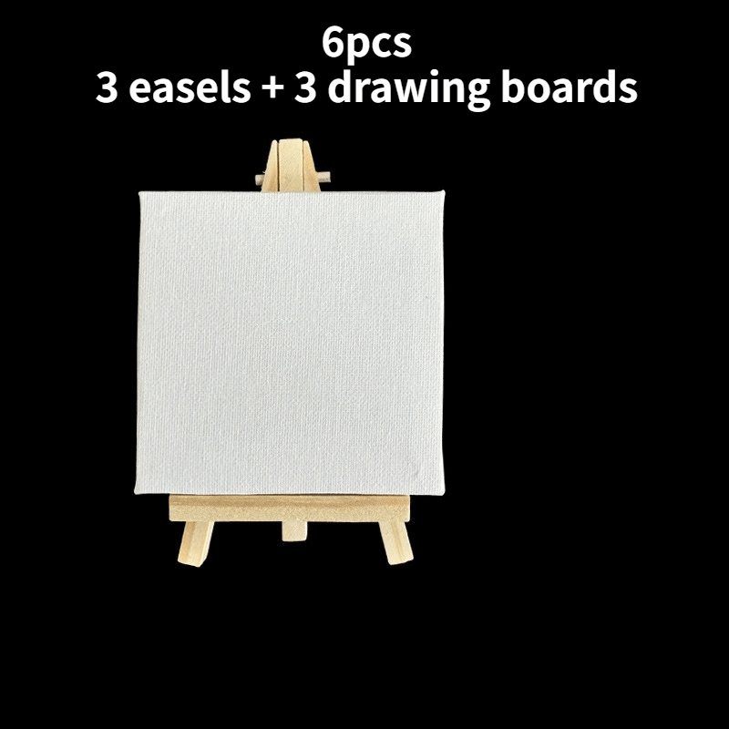 TEMU 6pcs Mini Easel Set, Including 3pcs Easels And 3pcs Boards - Wooden Easels, Suitable For Oil Painting, Watercolor, Tempera - Artists, Hobbyists,
