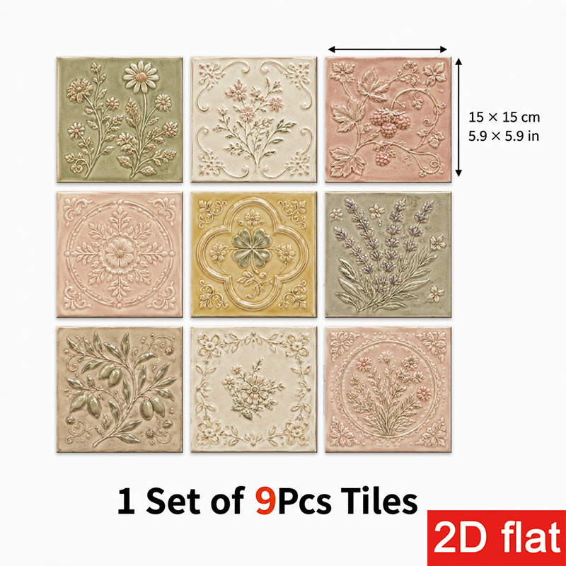 TEMU 2d Flat 9pcs 15x15cm (5.9x5.9in) Slate Tile Stickers Superior - Self-adhesive Peel And Stick Wall Tiles For Kitchen Backsplash, , Bath, Living
