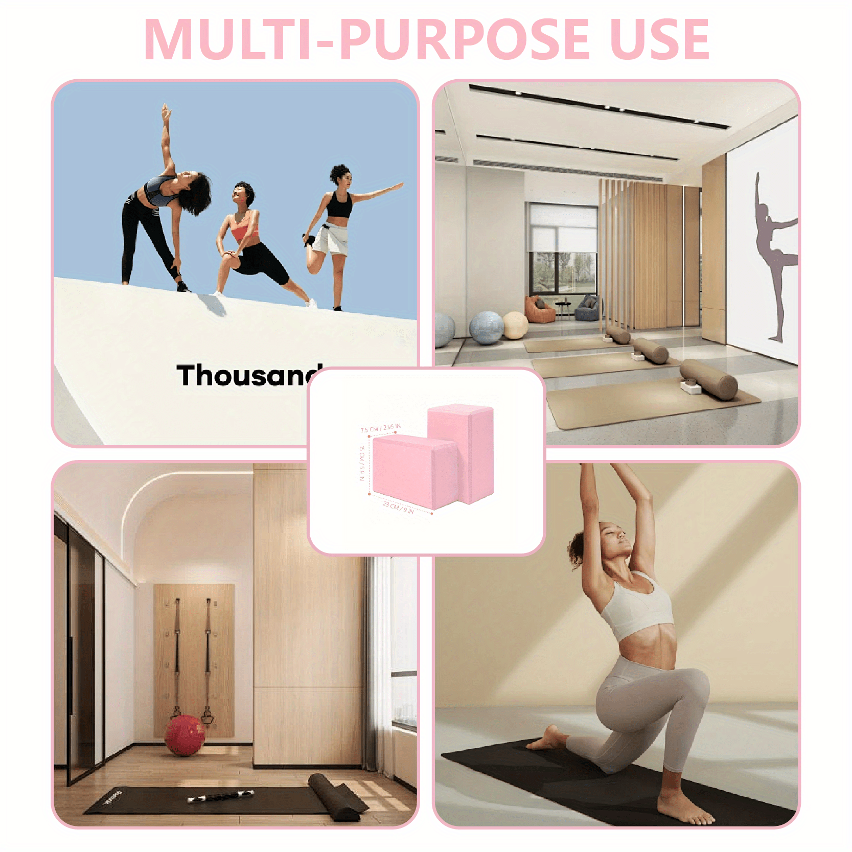 TEMU . EVA Yoga Block - Hochwertiger Unterstützungsassistent für Balance, & Flexibilität | Pink/Lila/Blau | für Yoga, Fitness & Urlaubsgeschenke für