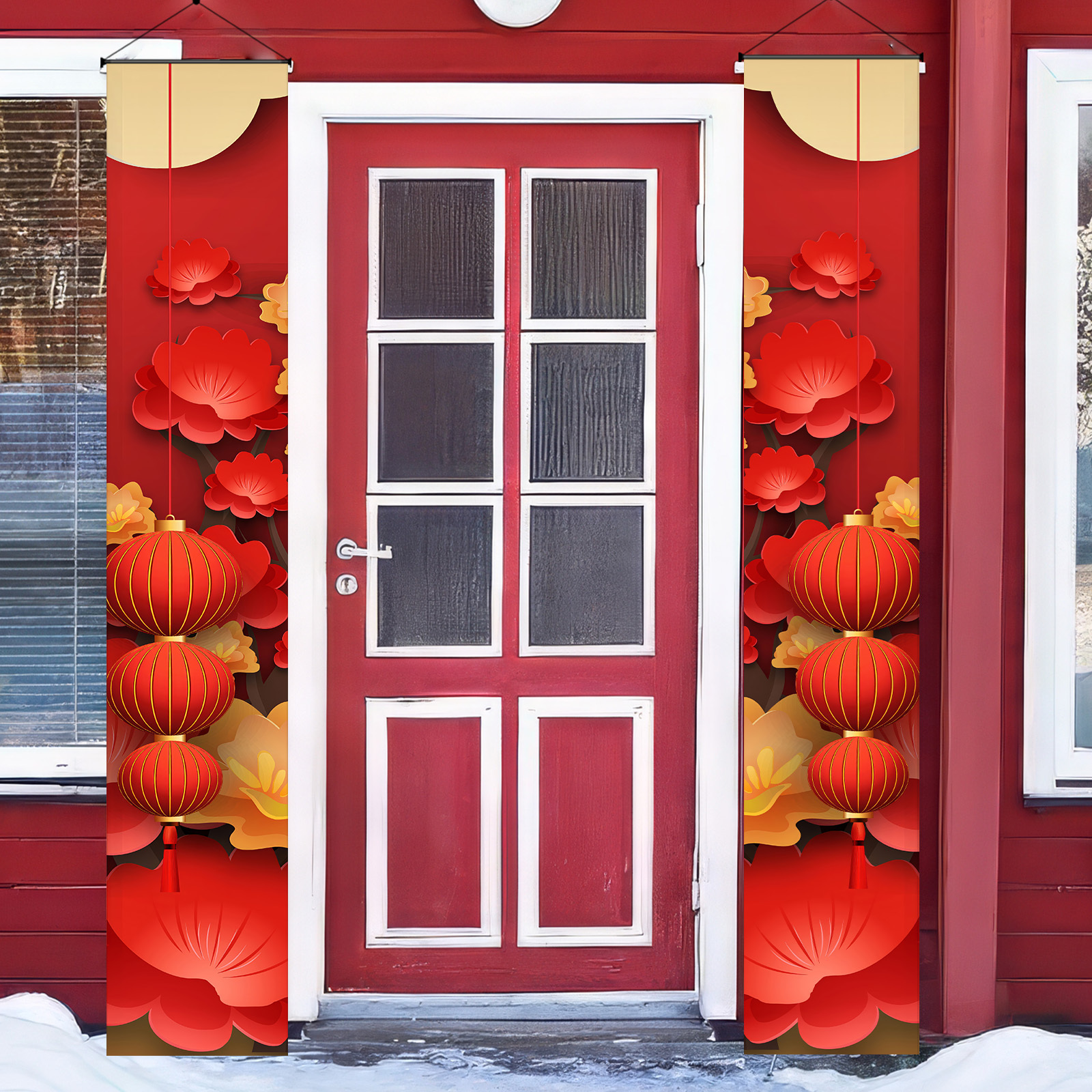 

Red Lanterns & Decor - 1 (11.8" W X " H) Polyester For Chinese New & Christmas , Universal Decorations, No-electricity Entryway, , - Hangings