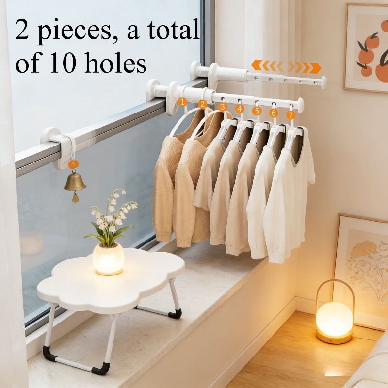 2pcs Folding Travel Clothes Rack With 5-hole And Rotating Clip, Space Adjustable Drying Rack For Home Dormitory Bathroom, Drying Racks