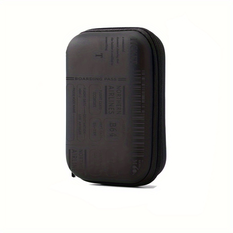 TEMU Étui de rangement compact imprimé et à bordure rigide en EVA 4,3 pouces | Motif rayures noires - Coque robuste pour accessoires électroniques -