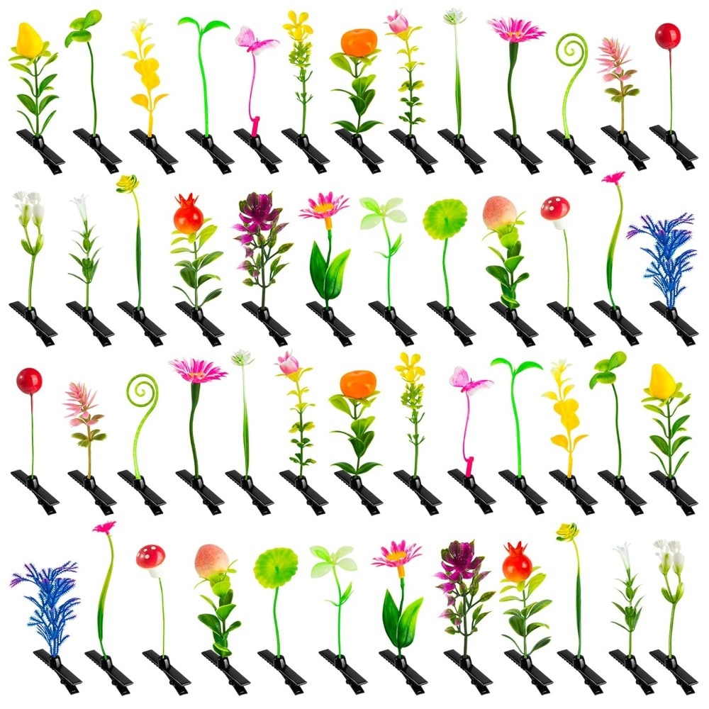 TEMU 50pcs Mushroom Clip On Sprout Christmas Gift Women Girls Sprout Clips Mixed Style Plant Hairpins Sprout Hair Clips Mushroom Clip On Sprout Christmas Gift