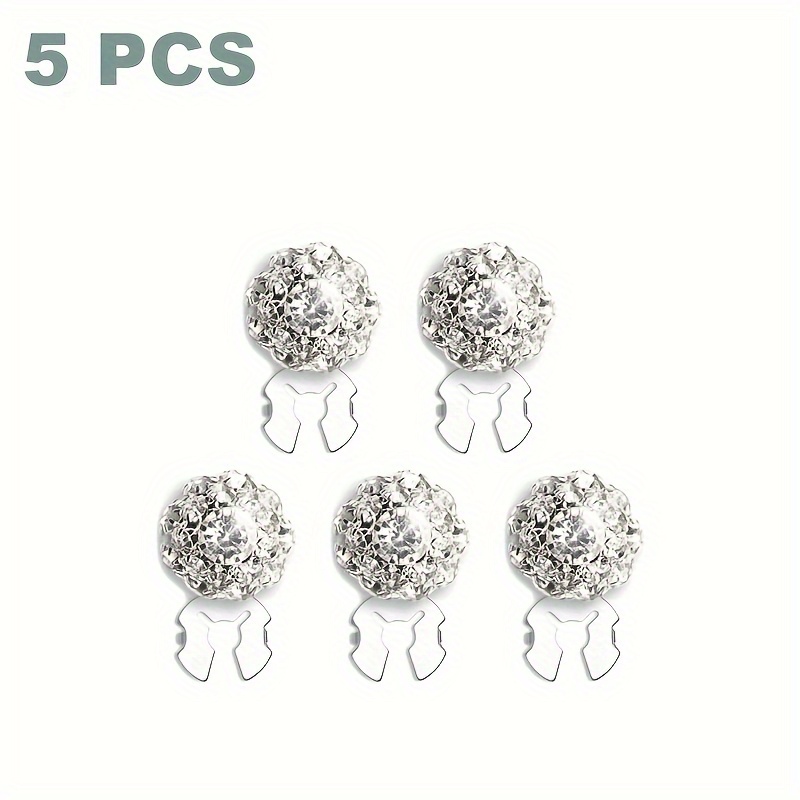Image of Set Of 5 Rhinestone Button Covers Designed For Women, Featuring Crystal Embellishments. Detachable Clip-on Button Covers Add A To Clothing, Including Dress Suits And Tuxedos