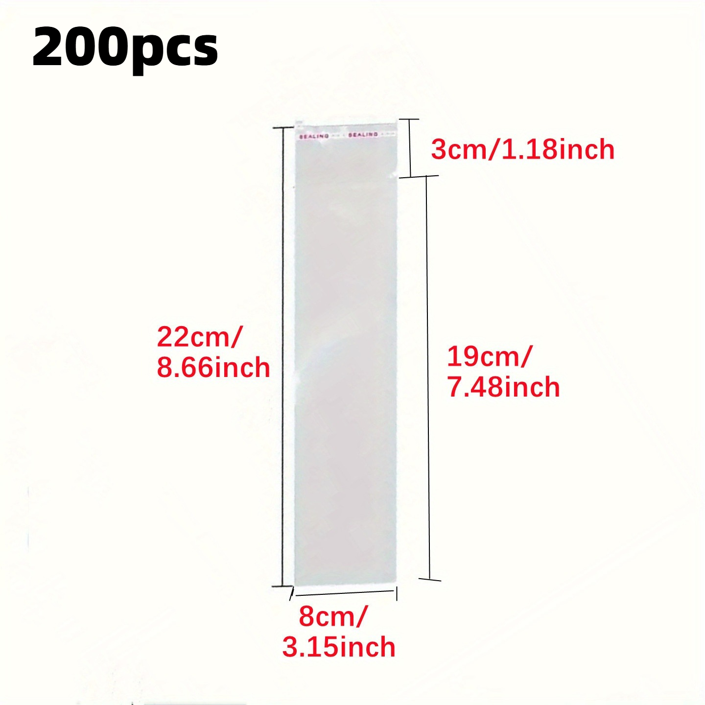 TEMU 200pcs Transparent Plastic Self-adhesive Bags, Self-sealing Jewelry Packaging Bags, Sealable Gift Packaging Bags, Random Color Adhesive Strips